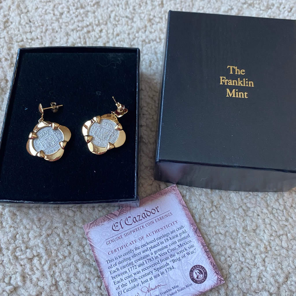 Franklin Mint Gold And Silver El Cazador Earrings